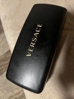 Versace Black Hard Sunglasses Case with Gold Lettering